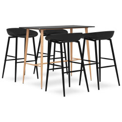 Ensemble Table mange debout Scandinave avec 4 tabourets - Noir - Bois et métal