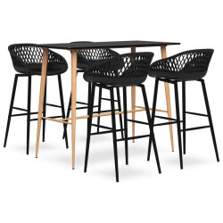 Ensemble Table mange debout Scandinave avec 4 tabourets - Noir - Bois et métal