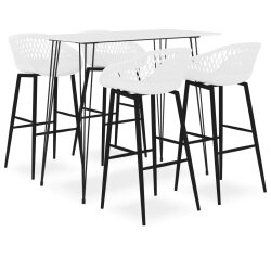 Ensemble Table mange debout Scandinave avec 4 tabourets - Blanc - Bois et métal