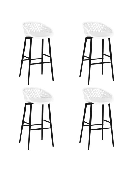 Ensemble Table mange debout Scandinave avec 4 tabourets - Blanc - Bois et métal 