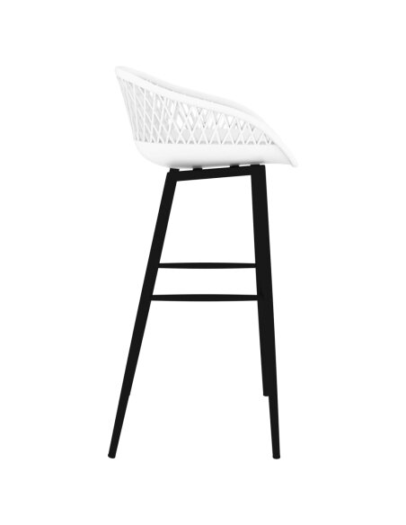 Ensemble Table mange debout Scandinave avec 4 tabourets - Blanc - Bois et métal 