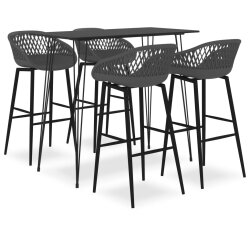 Ensemble Table mange debout Industriel avec 4 tabourets - Noir et gris - Bois et métal