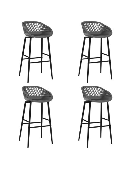 Ensemble Table mange debout Industriel avec 4 tabourets - Noir et gris - Bois et métal 