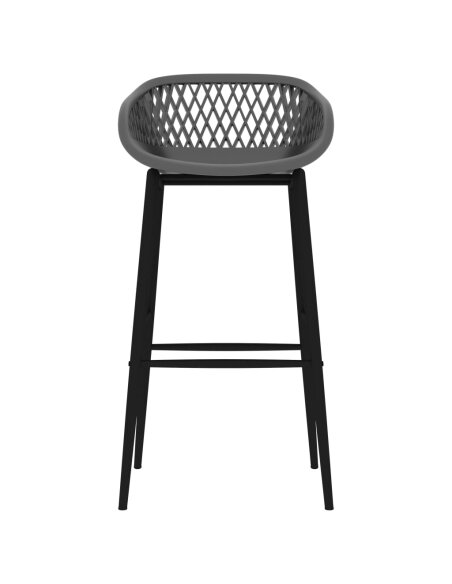 Ensemble Table mange debout Industriel avec 4 tabourets - Noir et gris - Bois et métal 