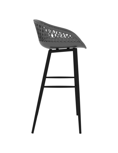 Ensemble Table mange debout Industriel avec 4 tabourets - Noir et gris - Bois et métal 