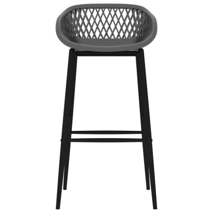 Ensemble Table mange debout Scandinave avec 4 tabourets - Blanc et gris - Bois et métal