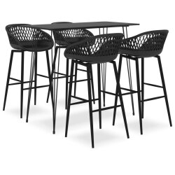Ensemble Table mange debout Industriel avec 4 tabourets - Noir - Bois et métal
