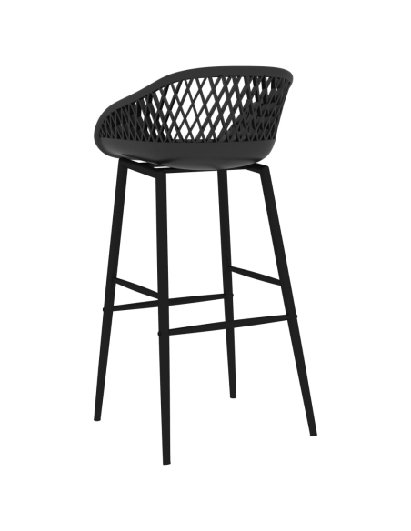 Ensemble Table mange debout Industriel avec 4 tabourets - Noir - Bois et métal 
