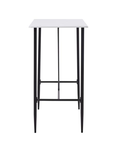Ensemble Table mange debout Industriel avec 4 tabourets - Tissu Noir - Bois et pied en métal 