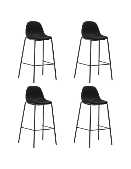 Ensemble Table mange debout Industriel avec 4 tabourets - Tissu Noir - Bois et pied en métal 