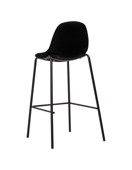 Ensemble Table mange debout Industriel avec 4 tabourets - Tissu Noir - Bois et pied en métal 