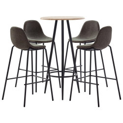 Ensemble Table mange debout Industriel avec 4 tabourets - Chêne - Bois et pied en métal
