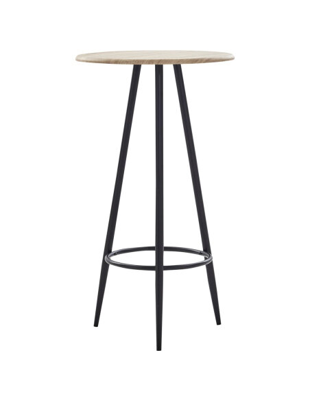 Ensemble Table mange debout Industriel avec 4 tabourets - Chêne - Bois et pied en métal  Ensemble Table mange debout Industriel avec 4 tabourets - Chêne - Bois et pied en métal