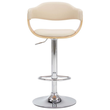 Tabourets de bar Rétro / Vintage en lot de 2 en bois courbé et similicuir Crème  {attributes}