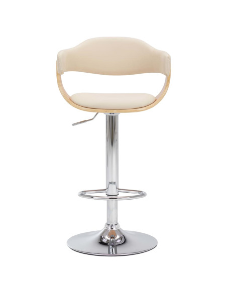 Tabourets de bar Rétro / Vintage en lot de 2 en bois courbé et similicuir Crème  {attributes}