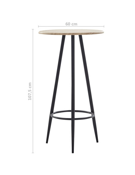 Ensemble Table mange debout Industriel avec 4 tabourets - Chêne - Bois et pied en métal  Ensemble Table mange debout Industriel avec 4 tabourets - Chêne - Bois et pied en métal
