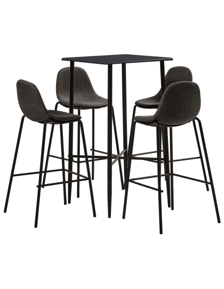 Ensemble Table mange debout Industriel avec 4 tabourets - Noir - Bois et pied en métal 