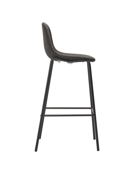 Ensemble Table mange debout Industriel avec 4 tabourets - Noir - Bois et pied en métal 