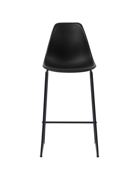 Ensemble Table mange debout Industriel avec 4 tabourets - Noir - Bois et pied en métal 