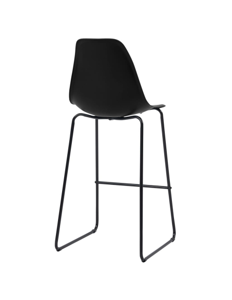 Ensemble Table mange debout Industriel avec 4 tabourets - Noir - Bois et pied en métal 