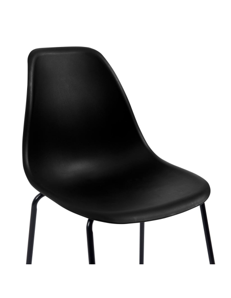 Ensemble Table mange debout Industriel avec 4 tabourets - Noir - Bois et pied en métal 
