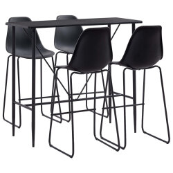 Ensemble Table mange debout Industriel avec 4 tabourets - Noir - Bois et pied en métal
