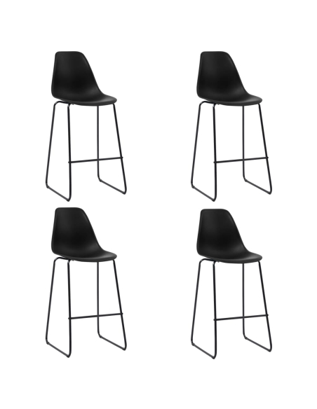 Ensemble Table mange debout Industriel avec 4 tabourets - Noir - Bois et pied en métal 