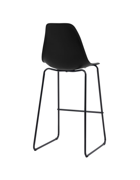 Ensemble Table mange debout Industriel avec 4 tabourets - Noir - Bois et pied en métal 