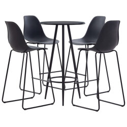 Ensemble Table mange debout Industriel avec 4 tabourets - Noir - Bois et pied en métal
