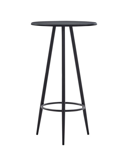 Ensemble Table mange debout Industriel avec 4 tabourets - Noir - Bois et pied en métal  Ensemble Table mange debout Industriel avec 4 tabourets - Noir - Bois et pied en métal