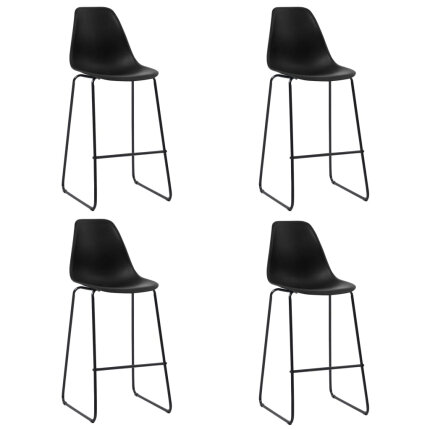 Ensemble Table mange debout Industriel avec 4 tabourets - Noir - Bois et pied en métal
