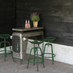 Chaise de bar industrielle tracteur Esschert Design en métal fonte et acier Vert  {attributes} 2