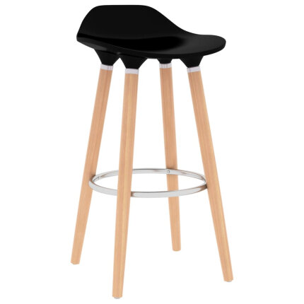 Ensemble Table mange debout Scandinave avec 2 tabourets - Noir et banc - Métal et Bois 