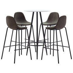 Ensemble Table mange debout Industriel avec 4 tabourets - Blanc - Bois et pied en métal