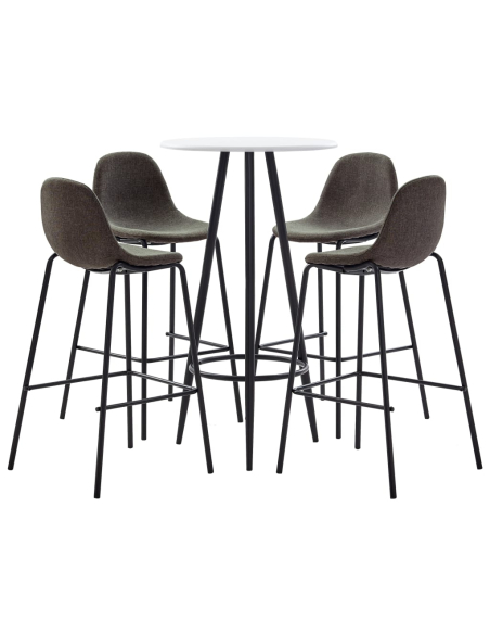 Ensemble Table mange debout Industriel avec 4 tabourets - Blanc - Bois et pied en métal 