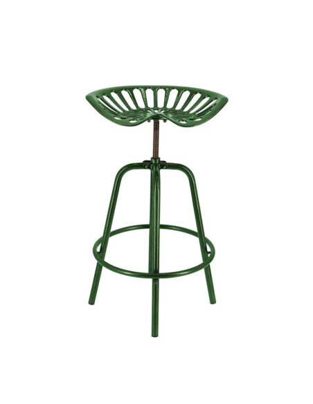 Chaise de bar industrielle tracteur Esschert Design en métal fonte et acier Vert  {attributes} Chaise de bar industrielle tracteur Esschert Design en métal fonte et acier Vert  {attributes}