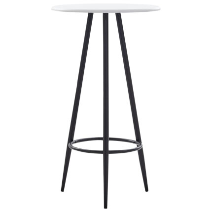Ensemble Table mange debout Industriel avec 4 tabourets - Blanc - Bois et pied en métal 