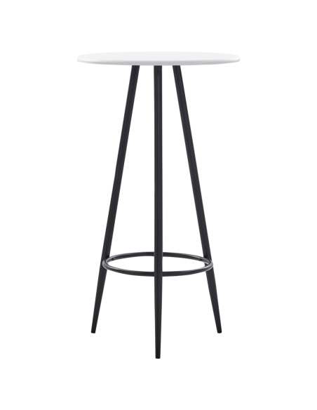 Ensemble Table mange debout Industriel avec 4 tabourets - Blanc - Bois et pied en métal 