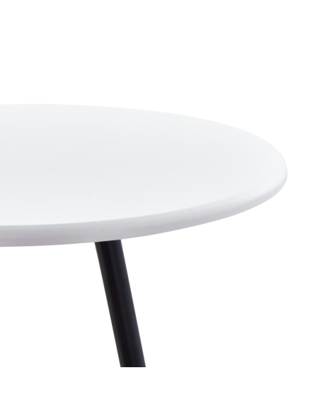 Ensemble Table mange debout Industriel avec 4 tabourets - Blanc - Bois et pied en métal 
