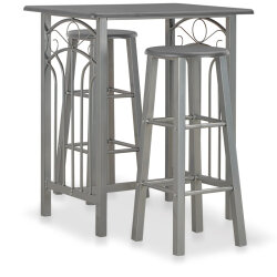 Ensemble Table mange debout Campagne avec 2 tabourets - Anthracite et gris - Bois & Acier