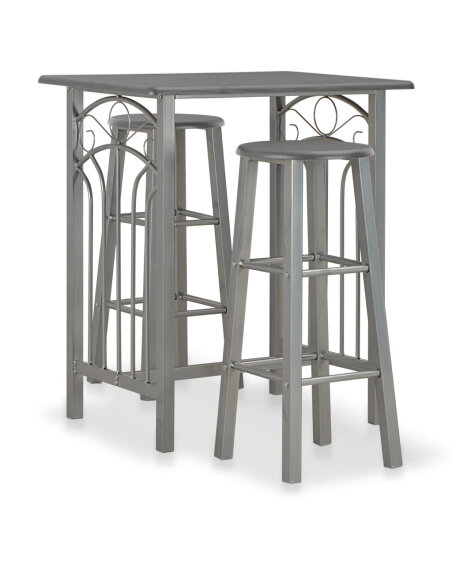 Ensemble Table mange debout Campagne avec 2 tabourets - Anthracite et gris - Bois & Acier  Ensemble Table mange debout Campagne avec 2 tabourets - Anthracite et gris - Bois & Acier