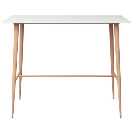 Ensemble Table mange debout Scandinave avec 6 tabourets - Blanc et gris - Bois et métal 