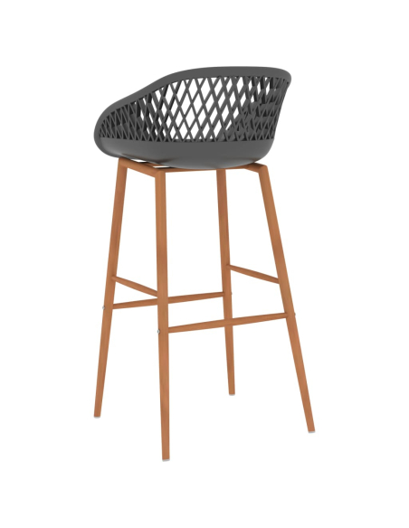Ensemble Table mange debout Scandinave avec 6 tabourets - Noir et gris - Bois et métal 