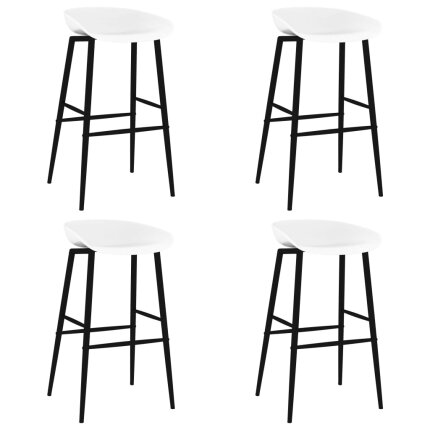 Ensemble Table mange debout Scandinave avec 4 tabourets - Blanc - Bois et métal