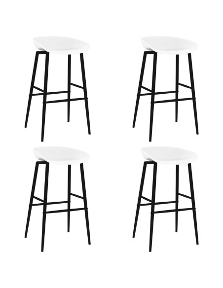 Ensemble Table mange debout Scandinave avec 4 tabourets - Blanc - Bois et métal  Ensemble Table mange debout Scandinave avec 4 tabourets - Blanc - Bois et métal