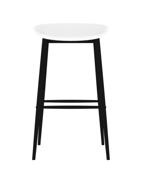 Ensemble Table mange debout Scandinave avec 4 tabourets - Blanc - Bois et métal  Ensemble Table mange debout Scandinave avec 4 tabourets - Blanc - Bois et métal