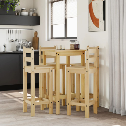 Ensemble Table mange debout Campagne avec 4 tabourets Bois massif de pin 