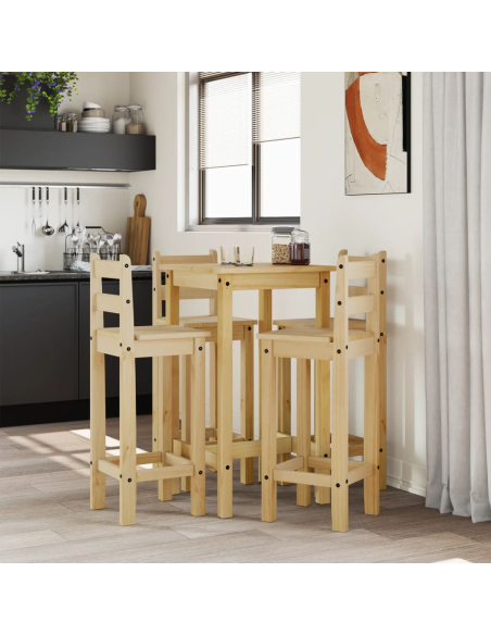 Ensemble Table mange debout Campagne avec 4 tabourets Bois massif de pin 