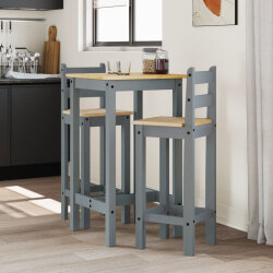 Ensemble Table mange debout Campagne avec 2 tabourets - Gris - Bois massif de pin  2