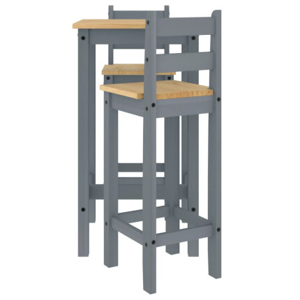 Ensemble Table mange debout Campagne avec 2 tabourets - Gris - Bois massif de pin 